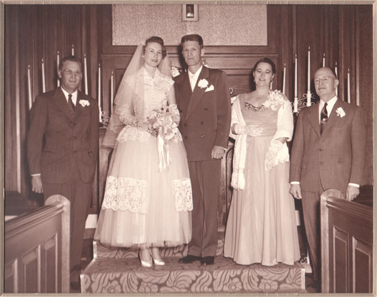 Wedding of Edgar Frederick Wilkenson to 
        Doris Marie Bacon February 20, 1954 in El Centro, CA.